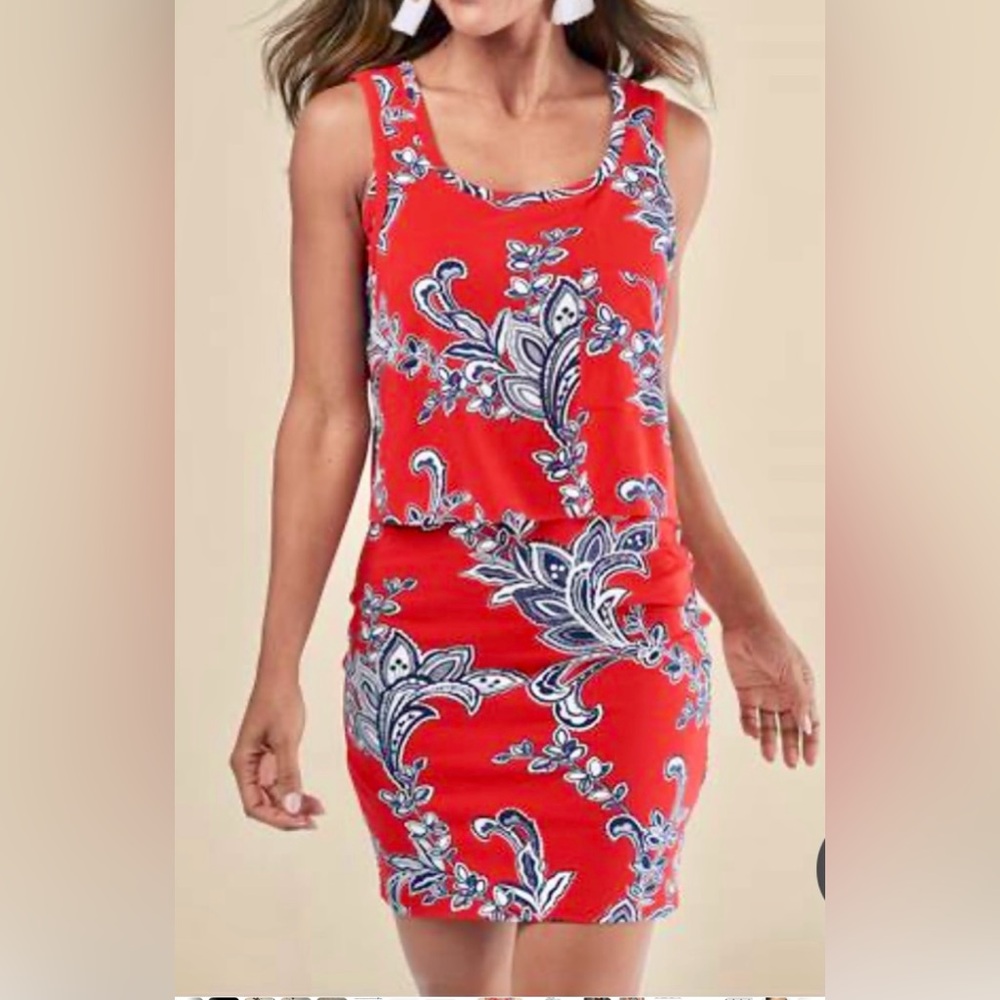 VENUS Red and Blue Paisley Mini Dress
